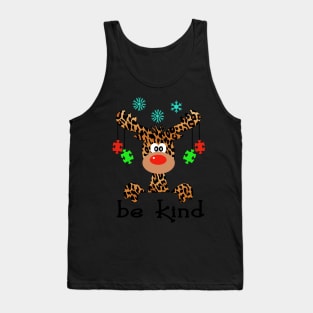 Be Kind Autism Awareness Reindeer Hippie Christmas Gift Tank Top